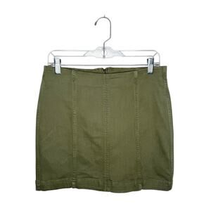 FREE PEOPLE / olive army green Modern Femme denim mini skirt / 8